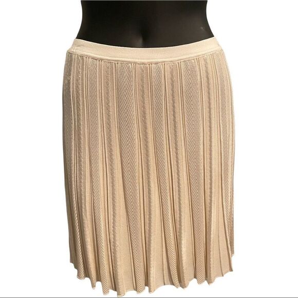 Roberto Cavalli Cream Knit Pleated Skirt US 10 - Picture 2 of 11